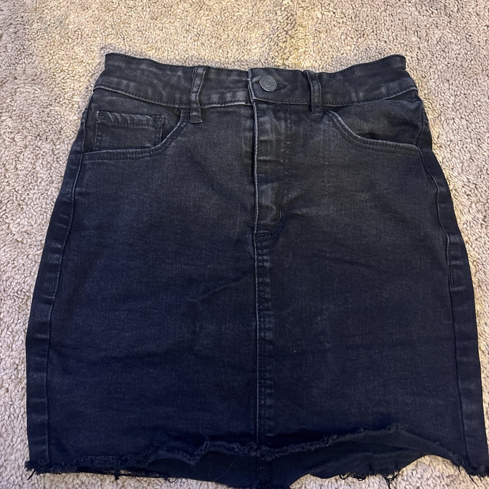 Black Denim Mini Skirt